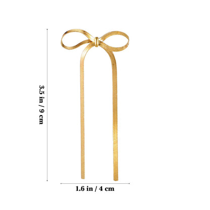 Bow Dangle Drop Long Tassel Chain Earrings