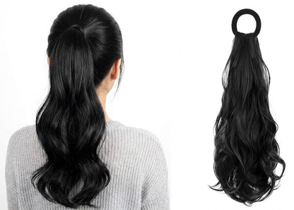 Short Wavy Curly Ponytail Extension with Hair Ties