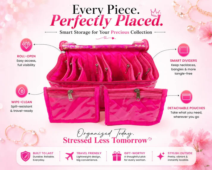 Premium Travel Velvet Jewelry Organizer (10 Pouches)