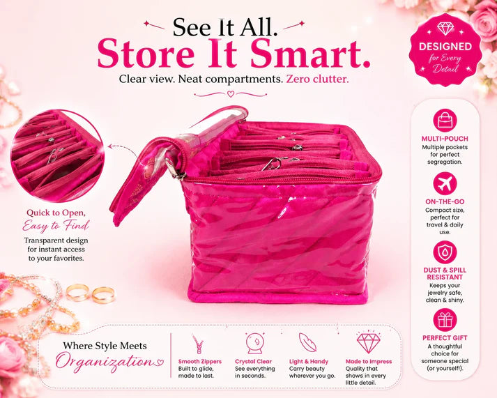 Premium Travel Velvet Jewelry Organizer (10 Pouches)