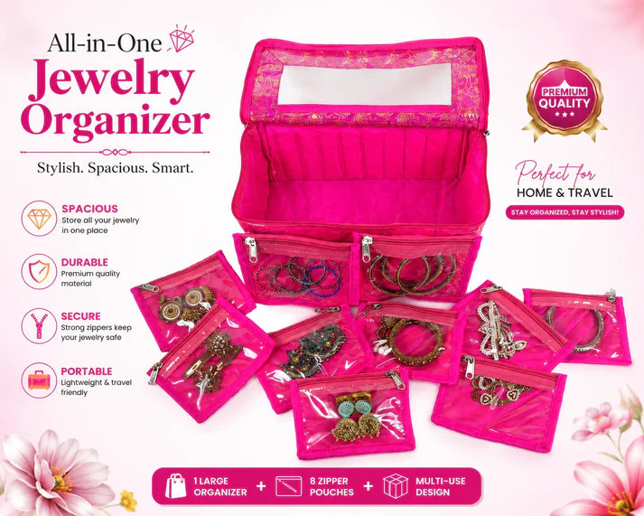 Premium Travel Velvet Jewelry Organizer (10 Pouches)