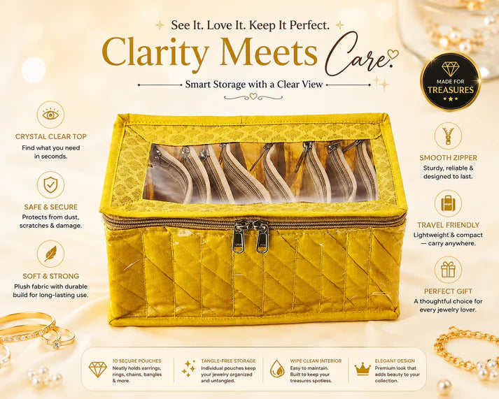 Premium Travel Velvet Jewelry Organizer (10 Pouches)