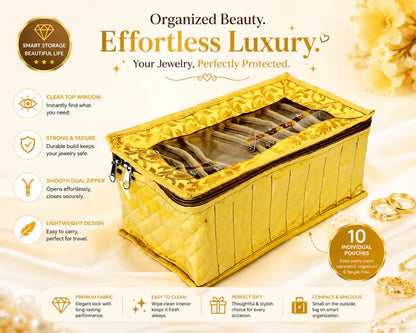 Premium Travel Velvet Jewelry Organizer (10 Pouches)