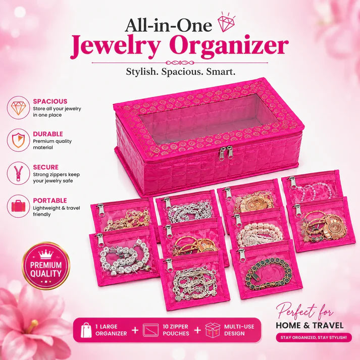 Premium Travel Velvet Jewelry Organizer (10 Pouches)