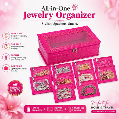 Premium Travel Velvet Jewelry Organizer (10 Pouches)