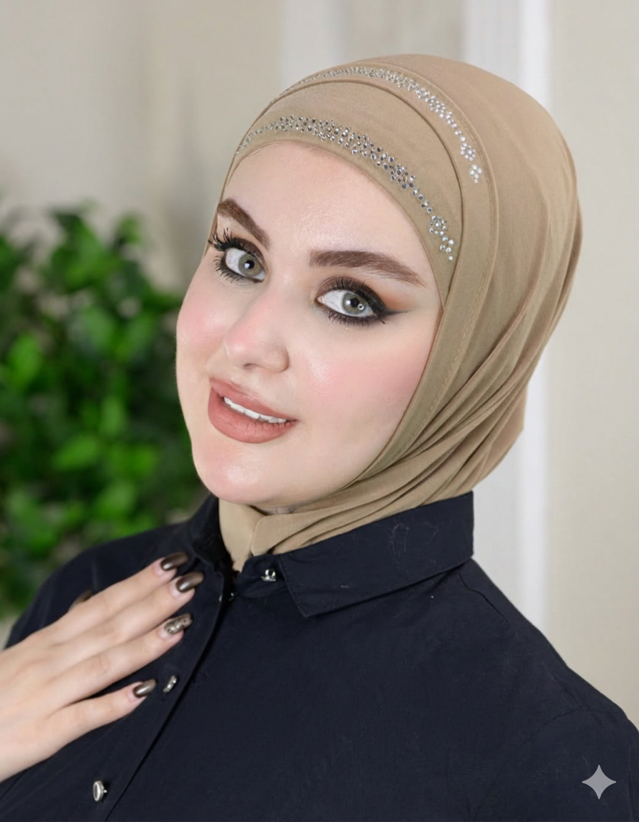 Rhinestone Stylish Hijab with Undercap