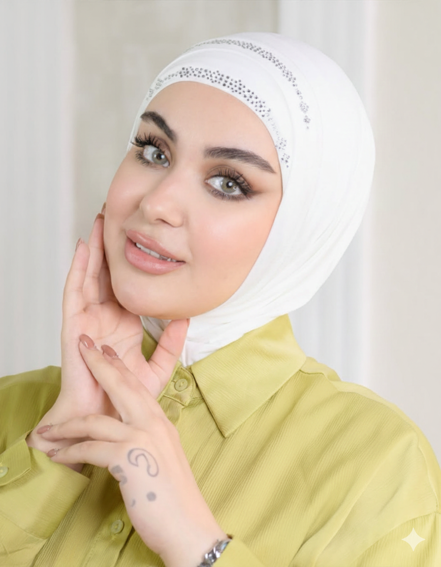 Rhinestone Stylish Hijab with Undercap
