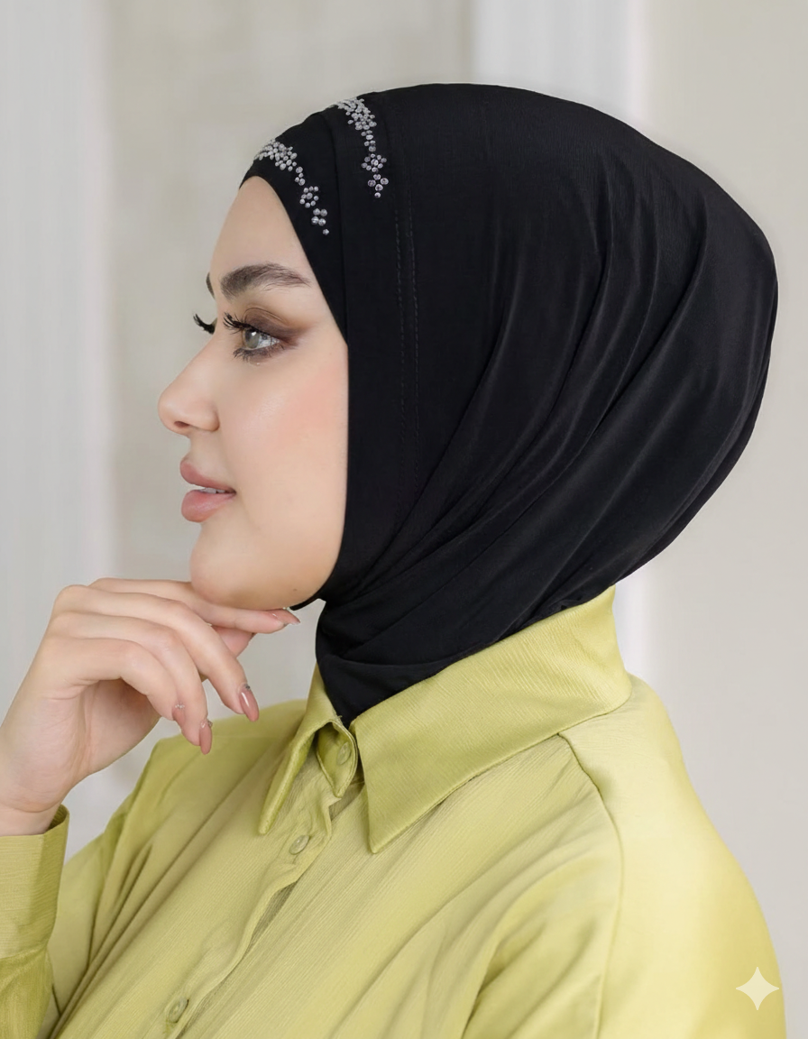 Rhinestone Stylish Hijab with Undercap