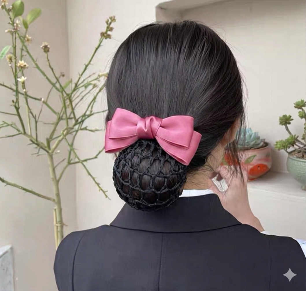 Stylish Bow Barrettes Hair Bun Net With Clip