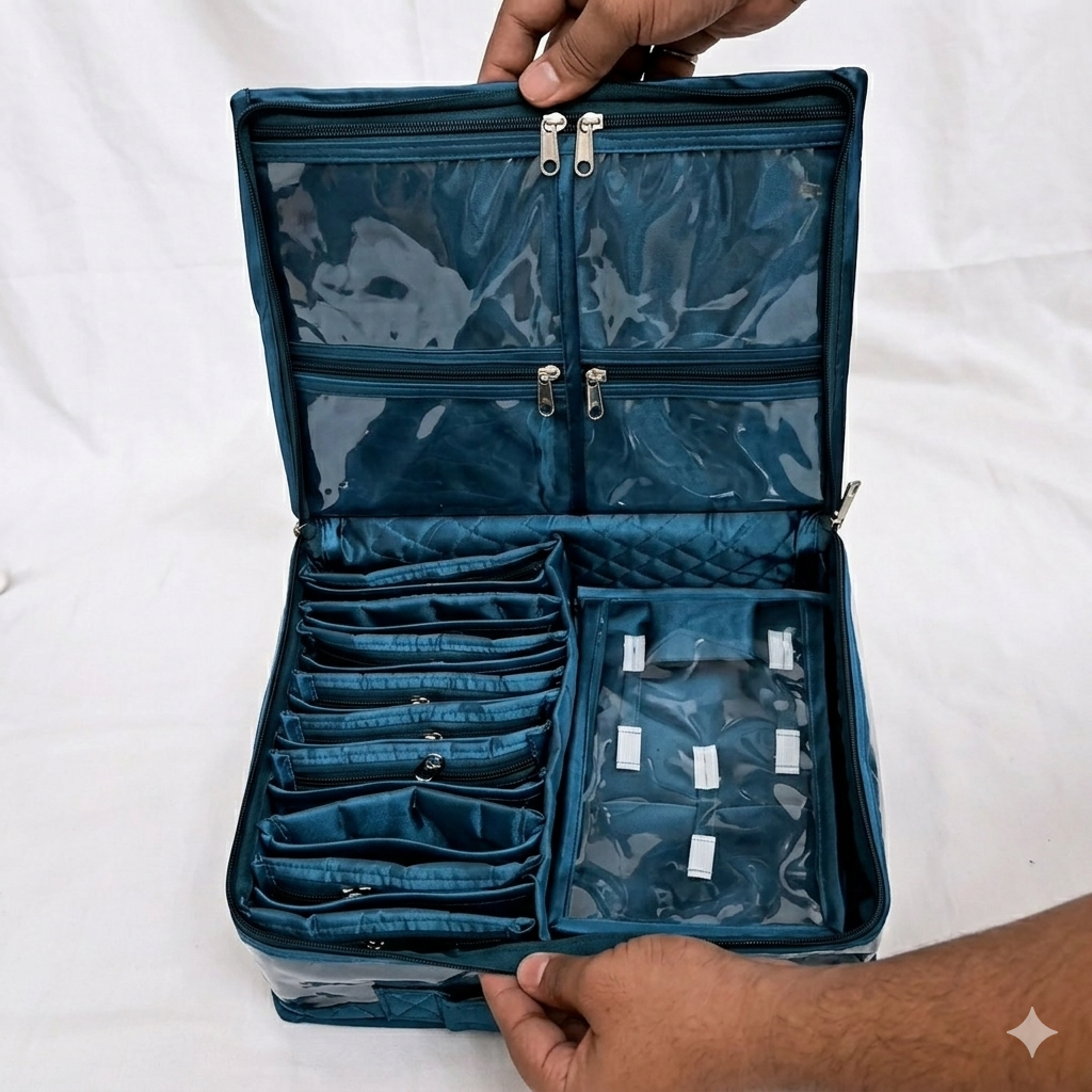Transparent Multi-Compartment Jewelry Storage Box