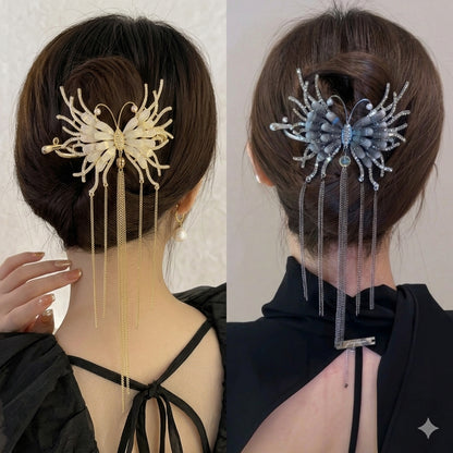 Twist Butterfly Shimmering Tassels Hair Clip