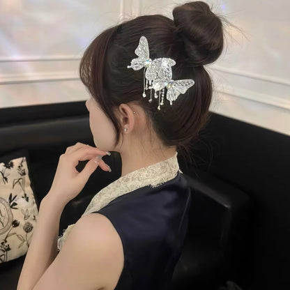 Butterfly Shiny Diamond Tassel Hair Clip