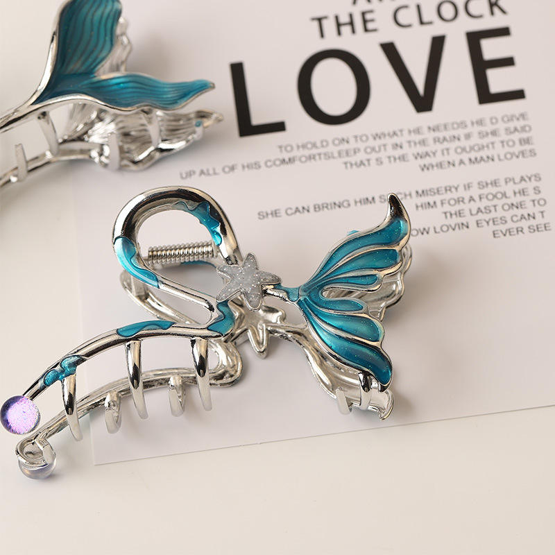 Blue Fishtail Hair Claw Clip