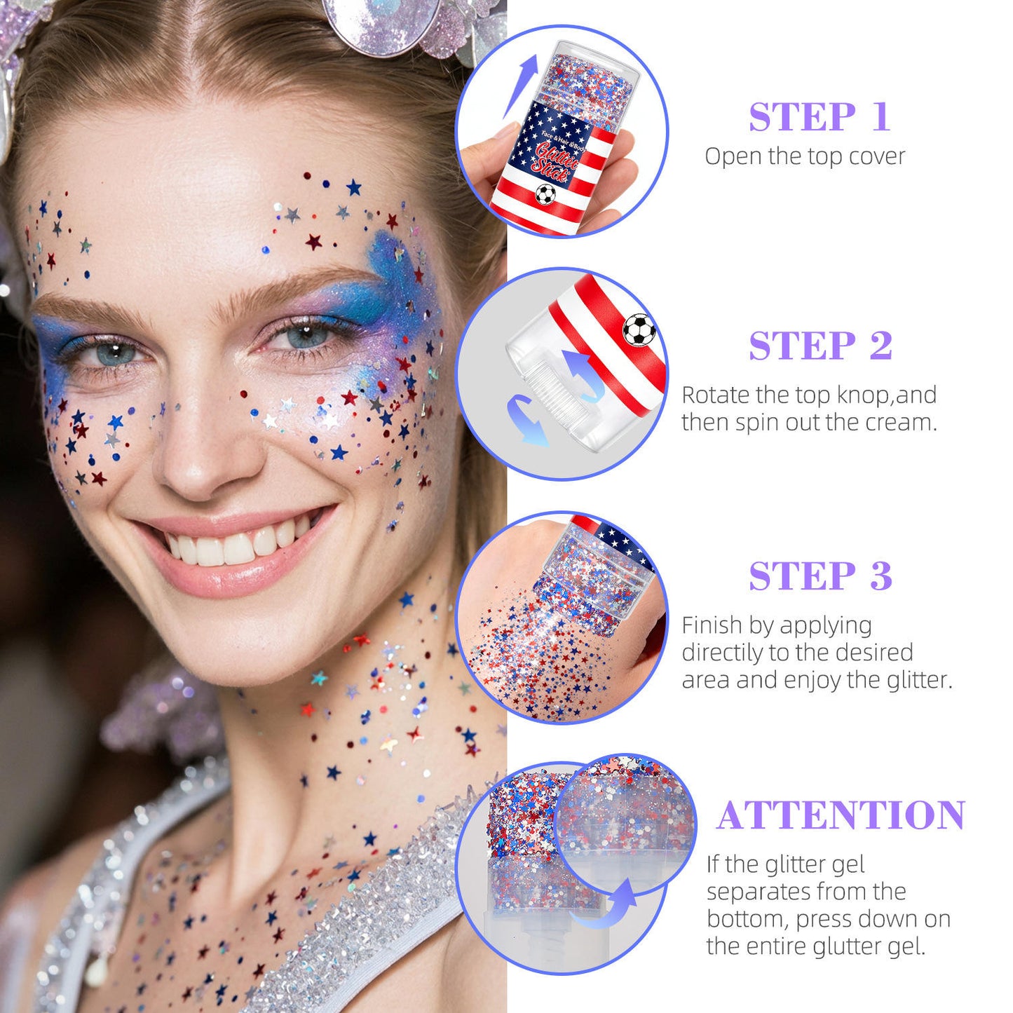 Waterproof Body Glitter Stick with Shimmer Effect