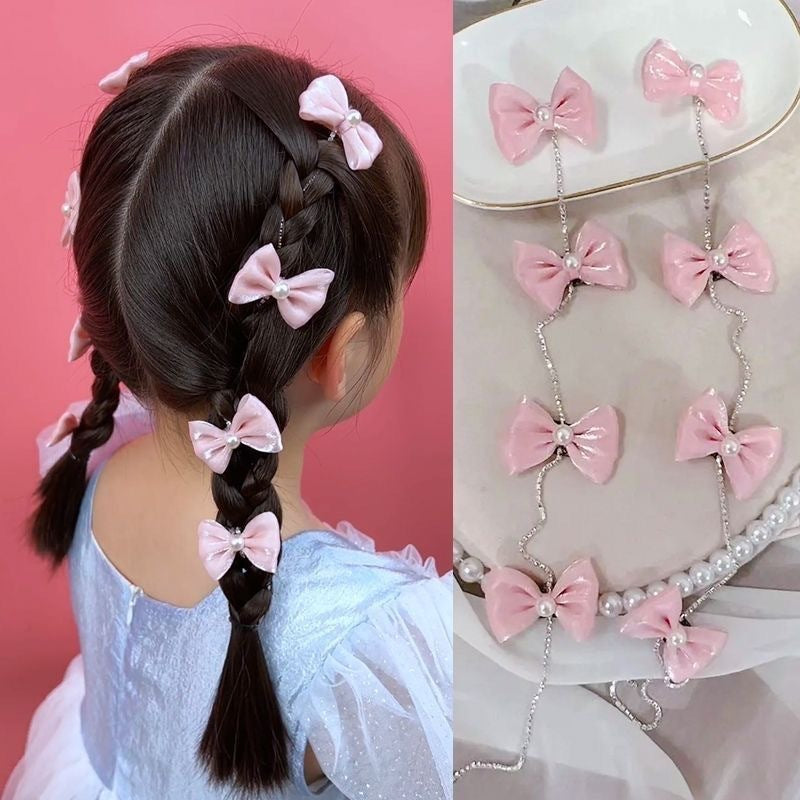 Children’s Braided Butterfly Hair Clips With Chain (Pair)