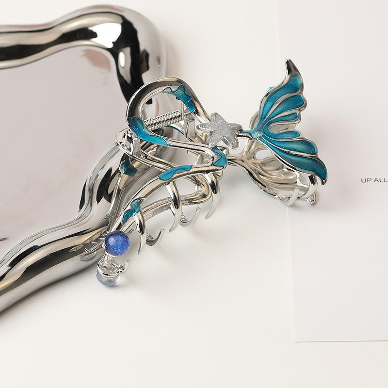 Blue Fishtail Hair Claw Clip