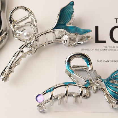 Blue Fishtail Hair Claw Clip