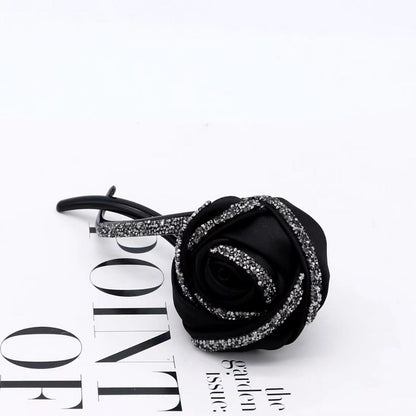 Black Rose with Sparkling Diamonds Twist Clip