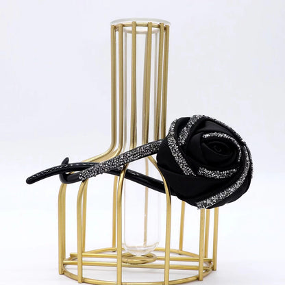 Black Rose with Sparkling Diamonds Twist Clip