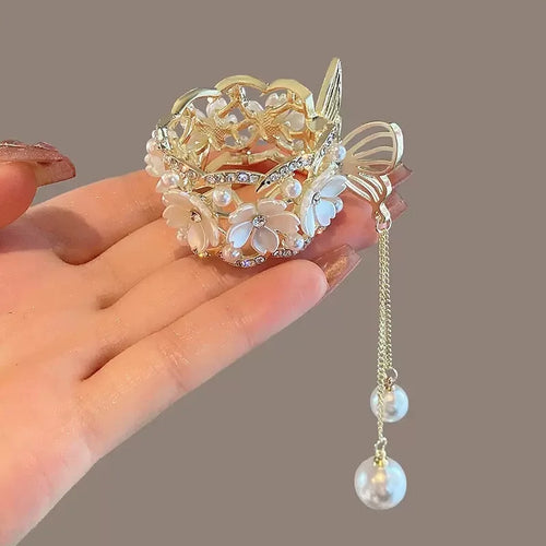 Pearl Tassel Butterfly Flowers Hair Clips