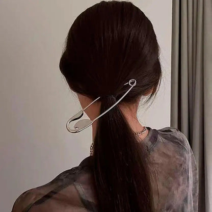 Giant Silver Safety Pin Hair Clip