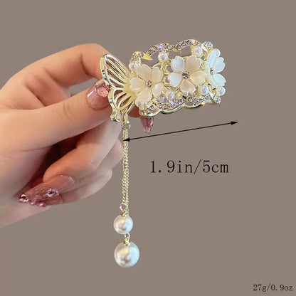 Pearl Tassel Butterfly Flowers Hair Clips