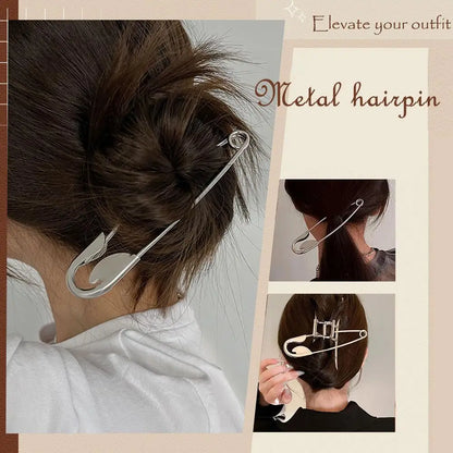 Giant Silver Safety Pin Hair Clip