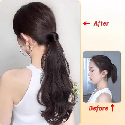 Short Wavy Curly Ponytail Extension with Hair Ties