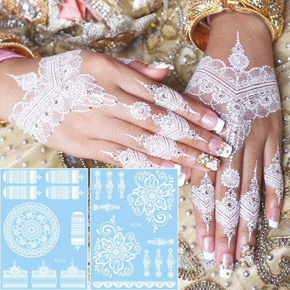 White Mehndi Waterproof Tattoo Stickers