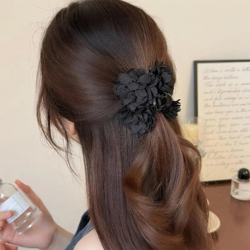 Fashion Fabric Rose Ponytail Hair Claw Clip