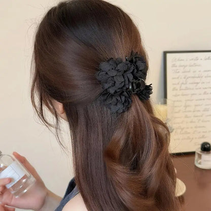 Fashion Fabric Rose Ponytail Hair Claw Clip