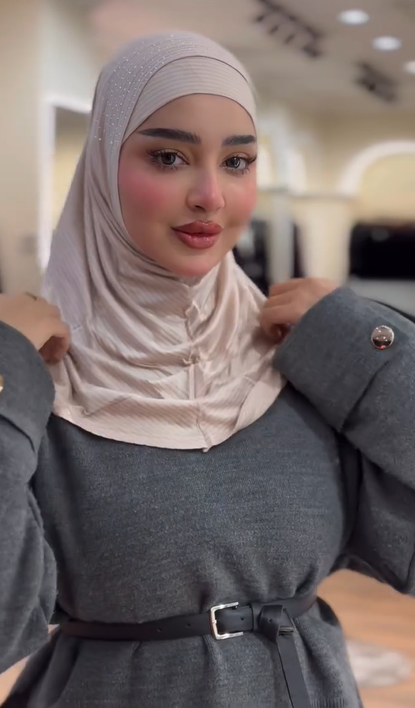 Luxury Rhinestone Scarf with Hijab Cap