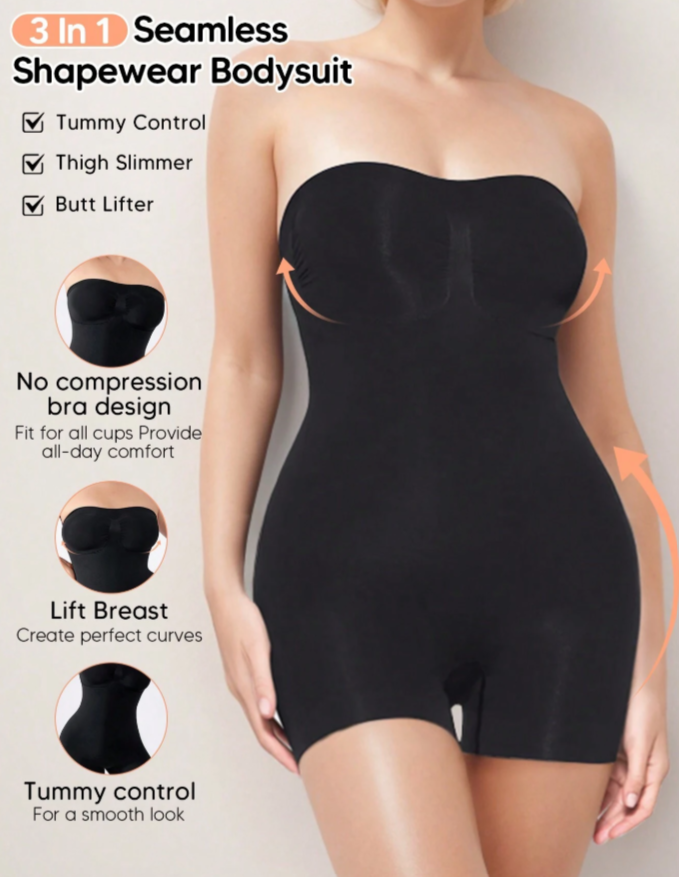 Women's Strapless Shapewear Bodysuit for Tummy Control