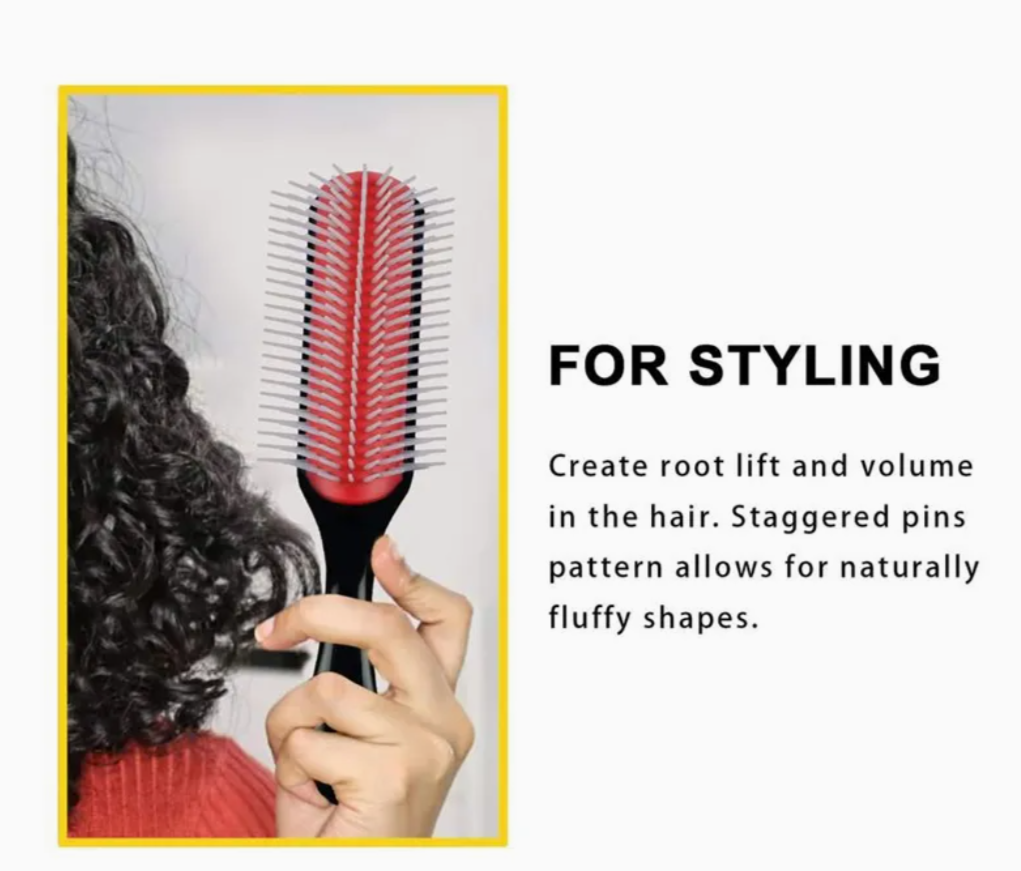 9 Row Detangling Hair Curls Styling Brush