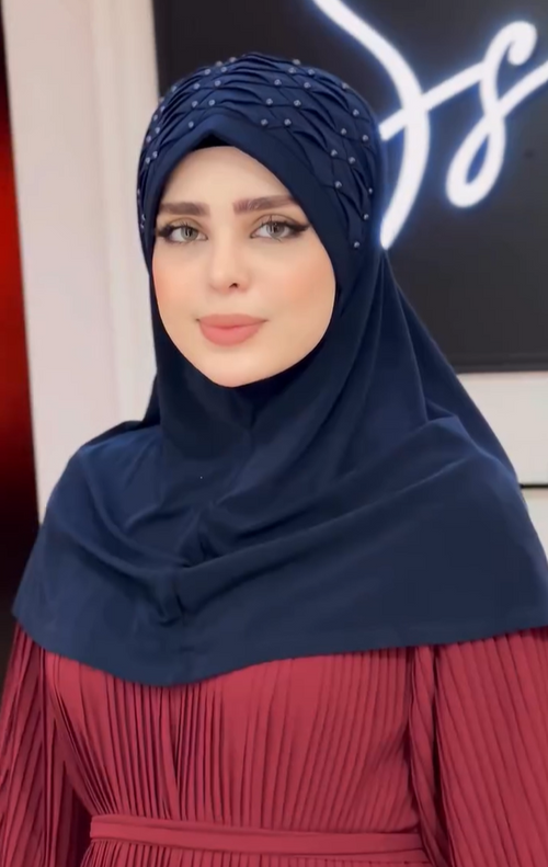 Sophisticated Embellished Headscarf With Rhinestones