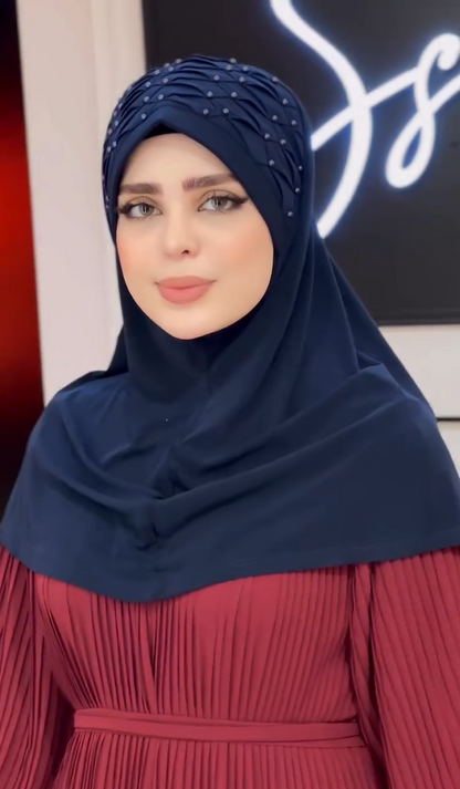 Sophisticated Embellished Headscarf With Rhinestones