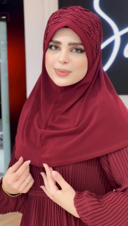 Sophisticated Embellished Headscarf With Rhinestones