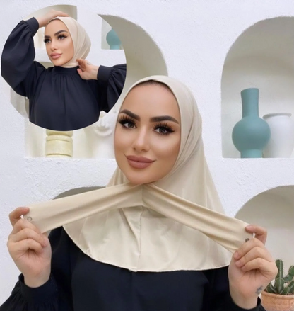 Instant Hijab With Rhinestones & Snap Buttons