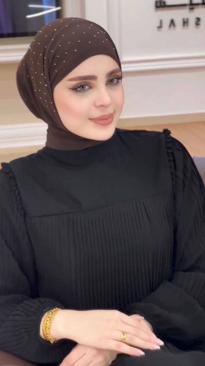 Instant Hijab With Rhinestones & Snap Buttons