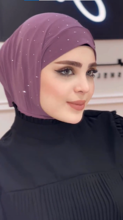 Instant Hijab With Rhinestones & Snap Buttons