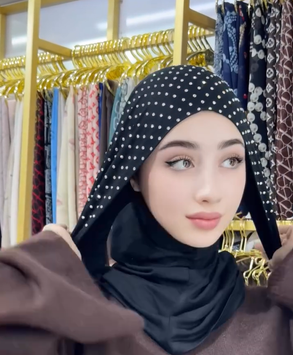 Tie-Back Headscarf With Sparkling Rhinestones