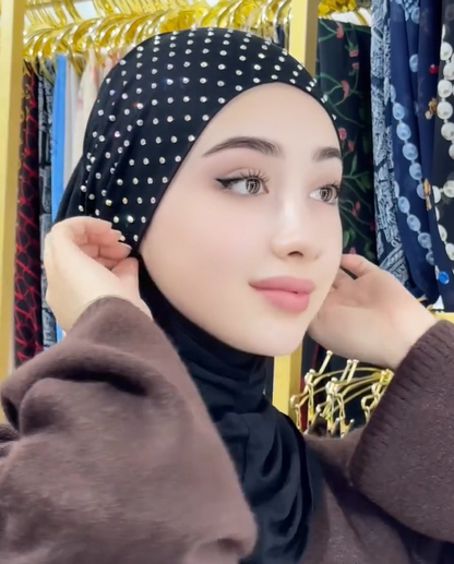 Tie-Back Headscarf With Sparkling Rhinestones