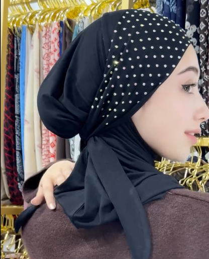 Tie-Back Headscarf With Sparkling Rhinestones
