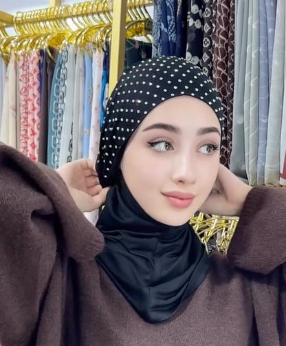 Tie-Back Headscarf With Sparkling Rhinestones