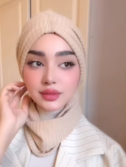 Luxe Cozy Ribbed Turban-Style Warm Hijab