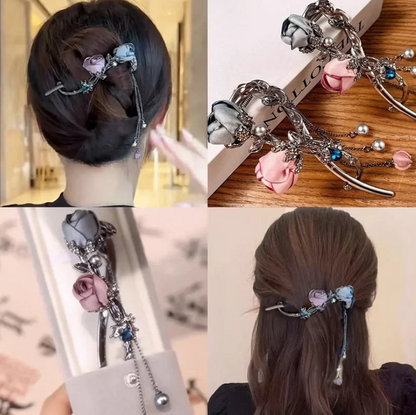 Elegant Rose Alloy Twist Hair Clip
