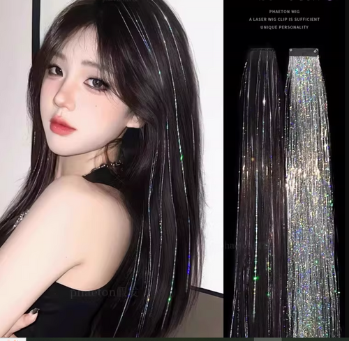 Shiny Sparkle Glitter Hair Tinsel Clip-In Extensions (Pack of 2)