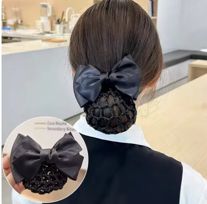 Stylish Bow Barrettes Hair Bun Net With Clip