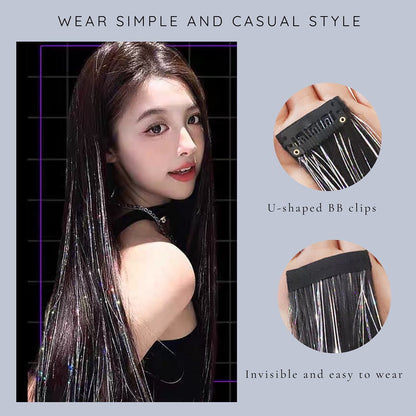 Shiny Sparkle Glitter Hair Tinsel Clip-In Extensions (Pack of 2)
