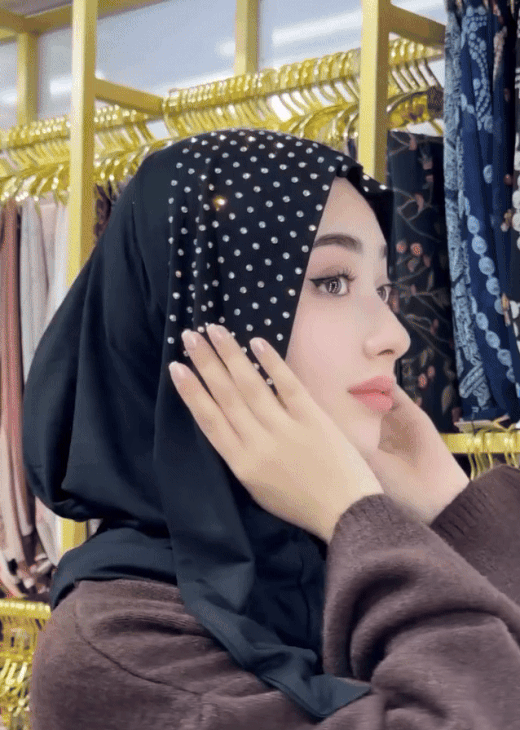 Tie-Back Headscarf With Sparkling Rhinestones